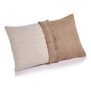 Amaranth Two-Tone Cotton and Jute Throw Pillows, Set of 2