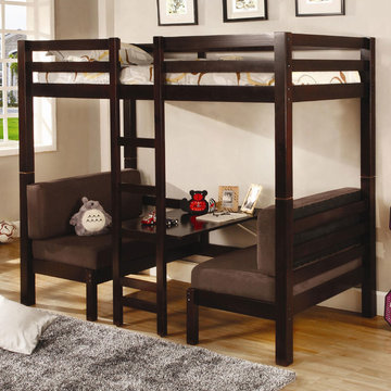 Twin Over Twin Convertible Loft Bed in Dark Finish