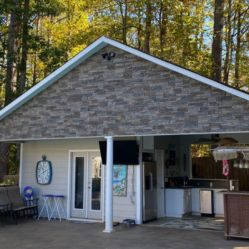 Kenai Stacked Stone Exterior Chimney & Accent Wall Project