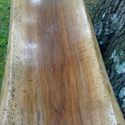 Live Edge Natural Slab - Walnut Bench with Bronzed Base - Furniture