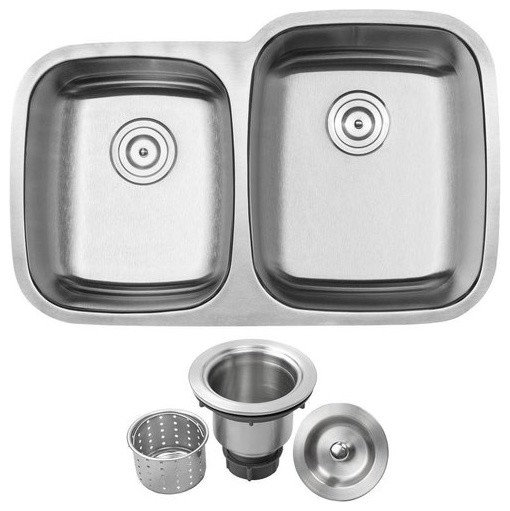 32.25" Undermount 18-Gauge Stainless Steel Double Bowl Kitchen Sink