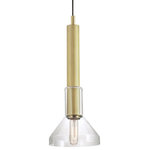 Norwell Lighting - Norwell Lighting 5386-SB-CL Funnel - One Light Pendant - Slender, single drop pendant with glass over metalFunnel One Light Pen Satin Brass Clear GlUL: Suitable for damp locations Energy Star Qualified: n/a ADA Certified: n/a  *Number of Lights: Lamp: 1-*Wattage:60w T10 E26 Edison bulb(s) *Bulb Included:No *Bulb Type:T10 E26 Edison *Finish Type:Satin Brass