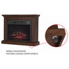 Mobile Electric Fireplace With Mantel, Portable Heater on Wheels With Remote