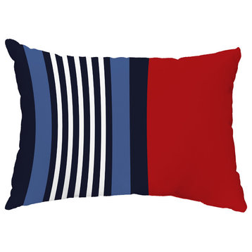 Beach Shack 14"x20" Decorative Stripe Outdoor Pillow, Red