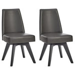 Bentley Designs - Brunel Upholstered Swivel Chairs, Grey, Set of 2 - Brunel Upholstered Swivel Chair - Grey Pair combines selected American oak solids & veneers, where a chalk finish has been applied into the grain patterns, together with a gunmetal painted finish on European solid beech to create a uniquely contemporary look.