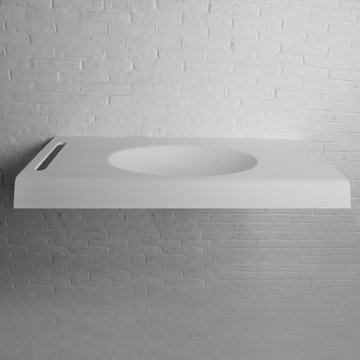Solid Surface Bathroom Vanities and Wall Mounted Washbasins