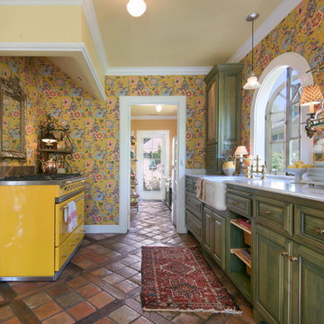 California Kitchen Remodel with reclaimed French Terracotta Floor Tiles
