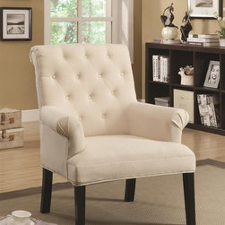 Coaster 902200 Light Beige Linen Accent Chair - Armchairs And Accent Chairs