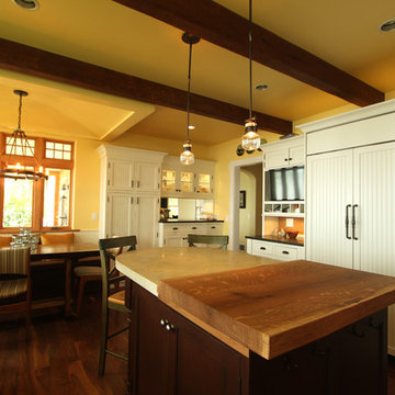 Two Thick Countertops On Stained Maple Island