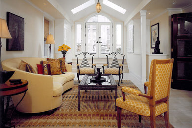 Living room - contemporary formal living room idea in Chicago with beige walls