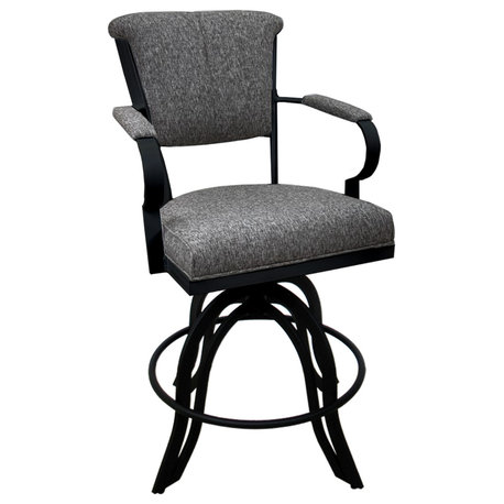 Miami Counter 26" or 30" Metal Bar Stool - A Base, Majave Gray Black, 30"