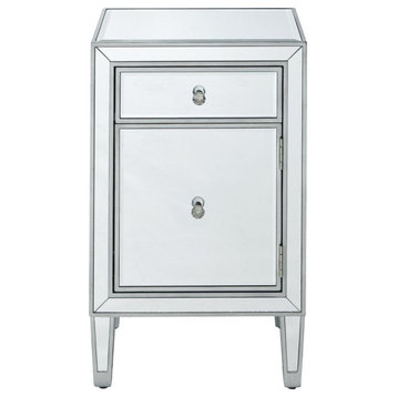 Nighstand 1 Drawer 18" W X 13" D X 29" H, Antique Silver Paint