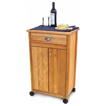 Pemberly Row Wood Cuisine Butcher Block Kitchen Cart in Natural