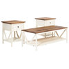 3-Piece Distressed Solid Wood Table Set, Reclaimed Barnwood/White Wash