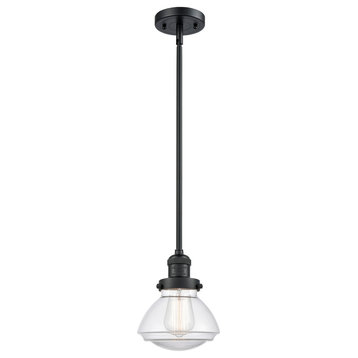 Innovations Olean 7.75" 1-Light LED Mini Pendant, Black/Bell, 201S-BK-G322-LED
