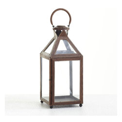 Leather-Trim Lantern - Medium - Candleholders