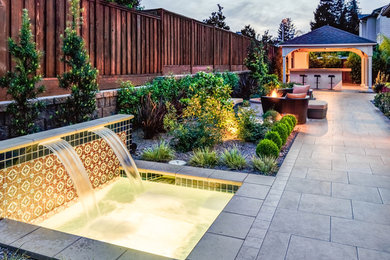 Design ideas for a small mediterranean backyard full sun garden for summer in San Francisco.