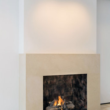 A modern fireplace