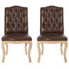 GDF Studio Cello Contemporary Dining Chairs (Set of 2), Dark Brown and Natural, Faux Leather
