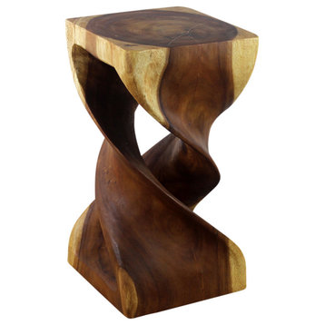 Haussmann® Wood Double Twist Stool Table 12 in SQ x 23 in H Oak Oil