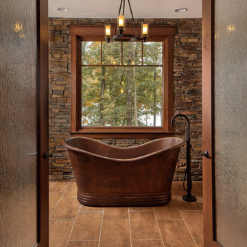 67" Hammered Copper Double Slipper Bathtub (BTD67DB)