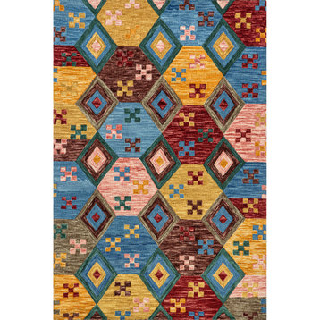 Prabal Gurung x RugsUSA Multi Terai Wool Area Rug, Multicolor 5' x 8'