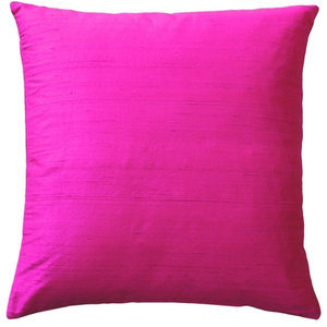 Solid Hot Pink Accent Throw Pillow Cover Contemporary Decorative Pillows By Silver Fern Decor
