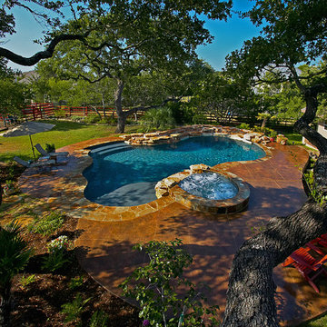 Fair Oaks Ranch, Texas Natural Pool, Spa, Pool House and Pool Deck