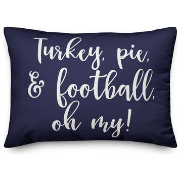 Turkey, Pie & Football, Oh My Lumbar Pillow, Navy, 14"x20"