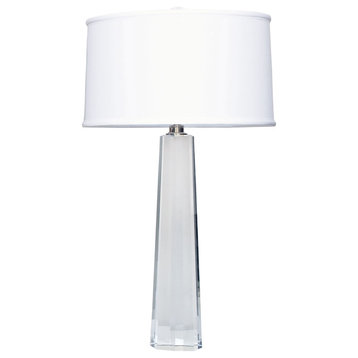 Lamp Works Crystal Faceted Column Table Lamp, Clear, White Shade, 729