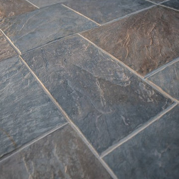 Close-up of our unique multi-color stamped concrete