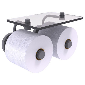 Prestige Regal 2 Roll Toilet Paper Holder with Glass Shelf, Matte Gray