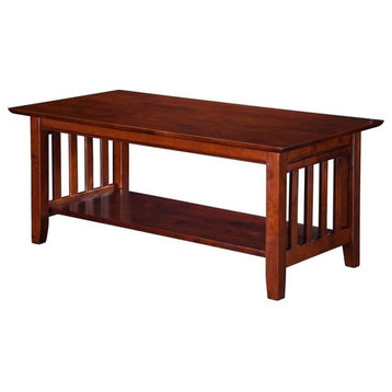 Pemberly Row Transitional Solid Wood Coffee Table with Sturdy Leg in Walnut
