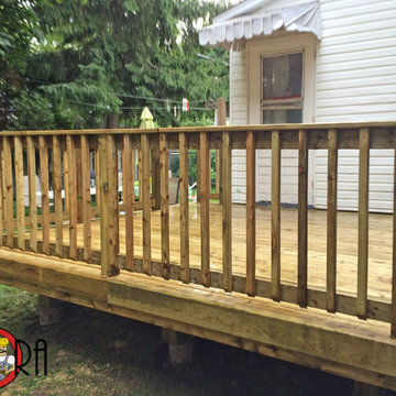Pressure -Treated Wood Deck with Wood Railings