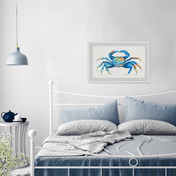 "Blue and Orange Crab" Framed Painting Print