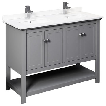 Fresca Manchester 48" Gray Double Sink Cabinet, Top and Sinks