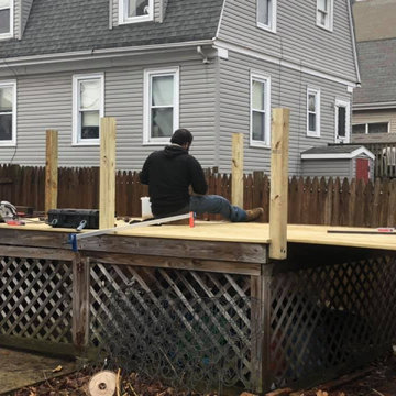 Replace railings, stairs and decking on pressure treated deck.