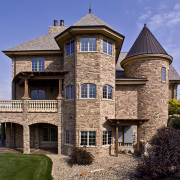 Side of French Country New Home