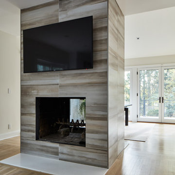 Two Sided Fireplace Wall | Milton Point Renovation