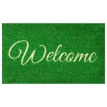 Green Welcome Doormat