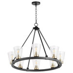 Quorum - Paxton Transitional Chandelier in Noir with Aged Brass - PAXTON 8LT GLS - NR/AGB&nbsp