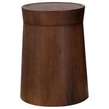Small Cottage Round Wood Side Table Tray Top End Table, Walnut
