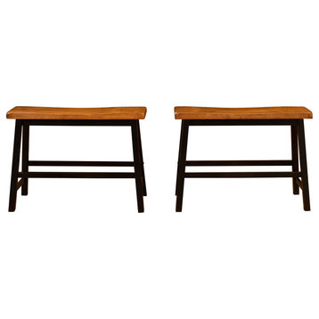 GDF Studio Toluca Saddle Wood Counter Dining Benches, Set of 2
