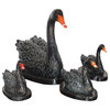 Set of Black Swans each on Mable Base bronze statue -  Size: 9"L x 18"W x 15"H