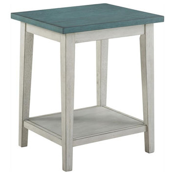Furniture of America Deldrin Wood 1-Shelf Side Table in Light Green (Set of 2)