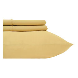 Royal Tradition - 100% Cotton Sateen Sheet Set, 1000 TC Solid, Gold, Olympic Queen - Sheet And Pillowcase Sets