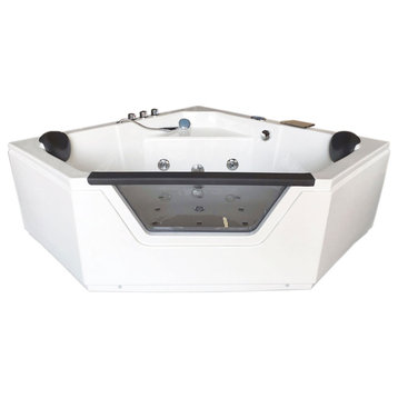 Whirlpool Corner Bathtub white 59.05" x 59.05" with Heater - Ibiza