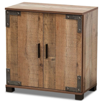 Bowery Hill Finished Wood 2-Door Shoe Cabinet in Rustic brown