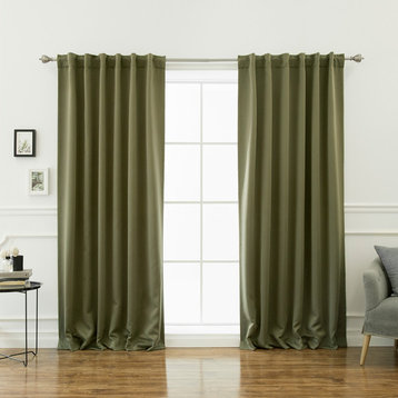 Solid Thermal Blackout Curtain Panels, Olive, 84", Set of 2