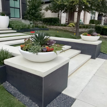Concrete Steps Decorative Planters Landscape Design
